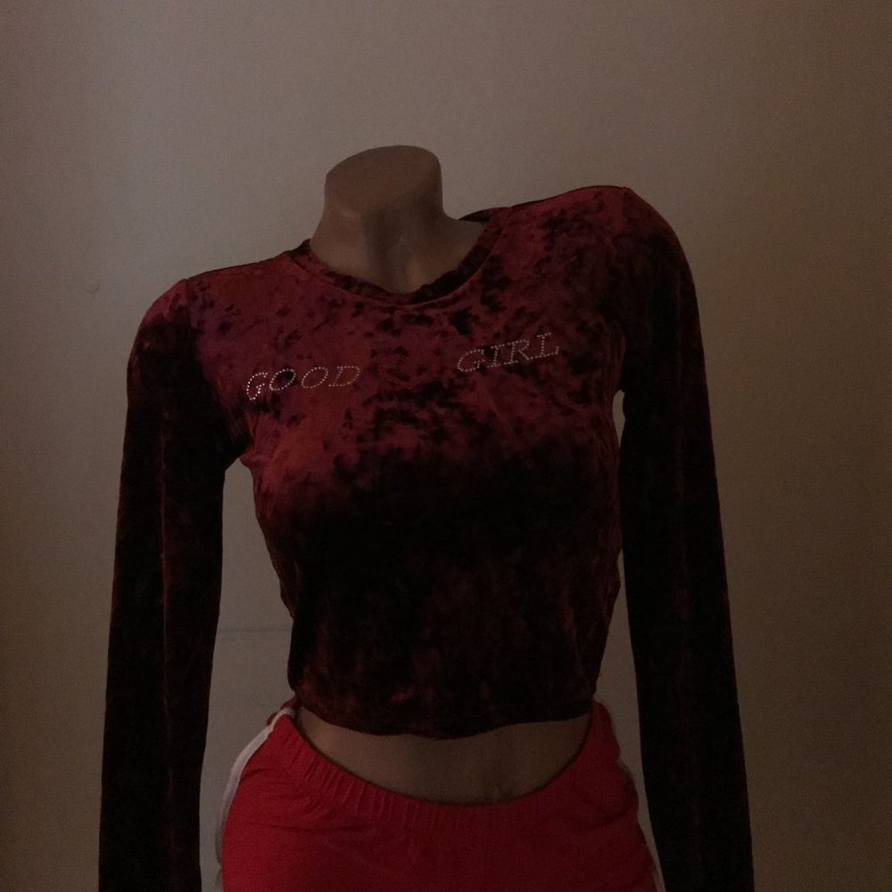 Windsor Velvet Womens Long Sleeve Crop top